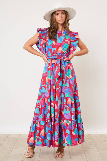 Floral Waist Tie Maxi Dress