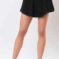 Red and Black Rhinestone Skort